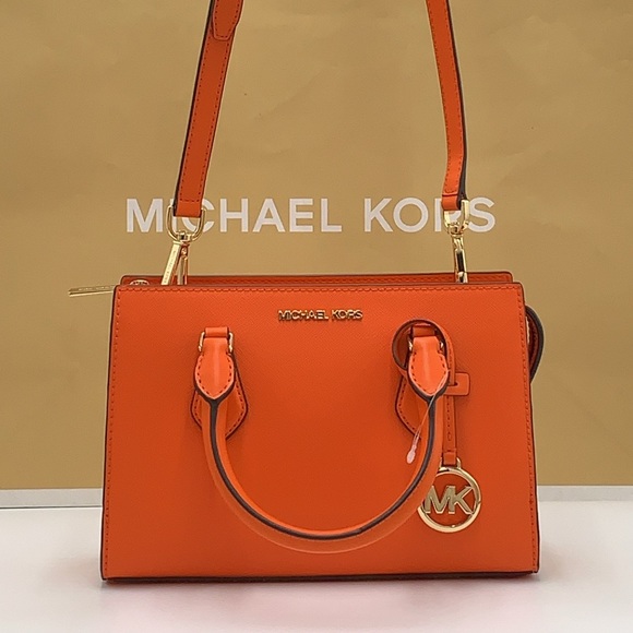 MICHAEL KORS
Sheila Small Faux Saffiano Leather Satchel Crossbody 
Poppy 
NWT - Picture 12 of 16